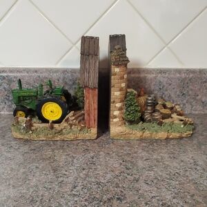 John Deere Farm Scene Tractor Bookends
